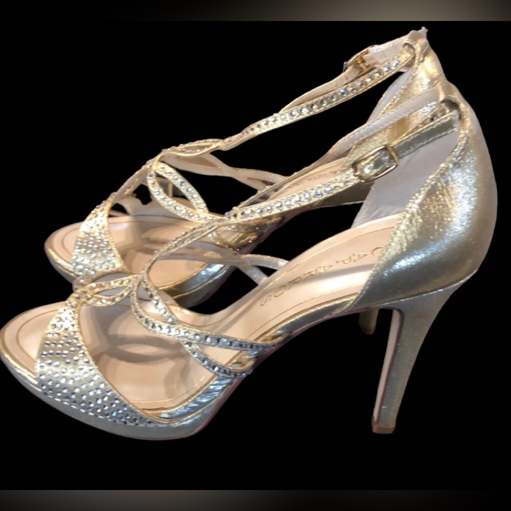 Caparros gold rhinestone bling strappy Heels women’s size 9.5 wedding‎ prom